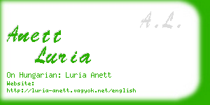 anett luria business card